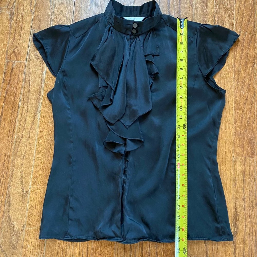 Zoa Blouse Ruffle Front Fitted Sexy Secretary Shirt Silk Career Career Sz Medium - Picture 5 of 12